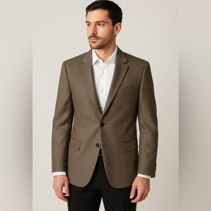 Hugo Boss Men’s Brown Textured Wool Blazer Made in USA 2-Button Classic Jacket